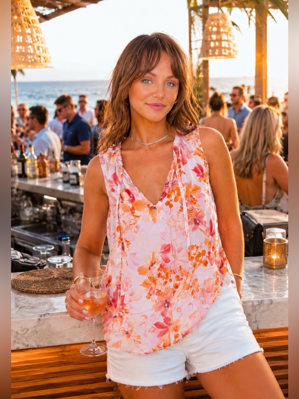 Bella Dahl Fiesta Floral Tank Top | Sleeveless Blouse | Soft Lightweight Tee
